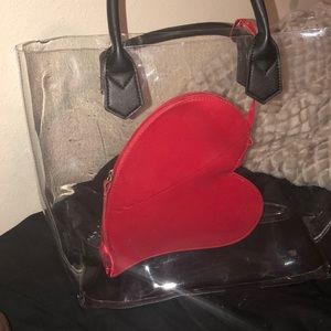 Clear /transparent tote with heart pouch